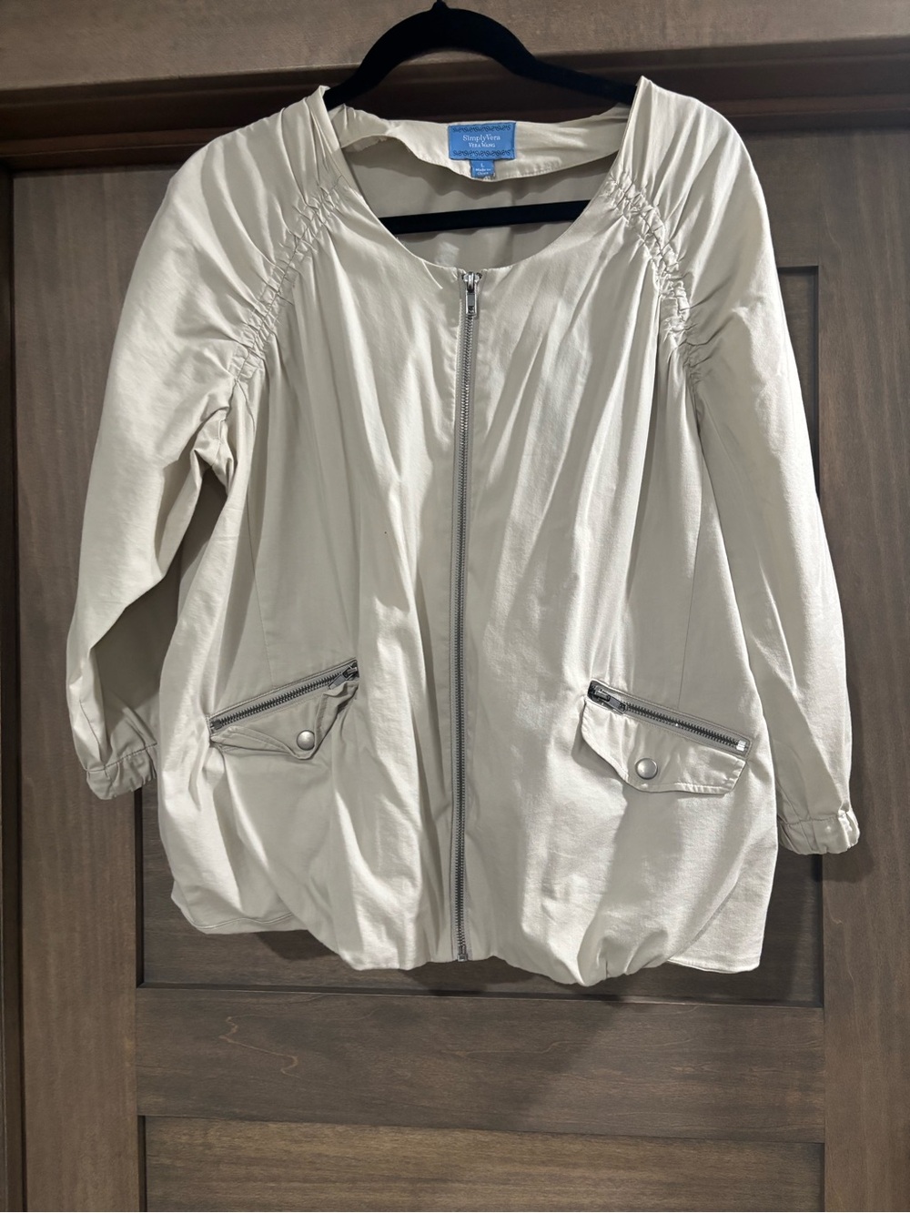 Simply Vera Vera Wang Cream Zip-Front Bomber Jacket